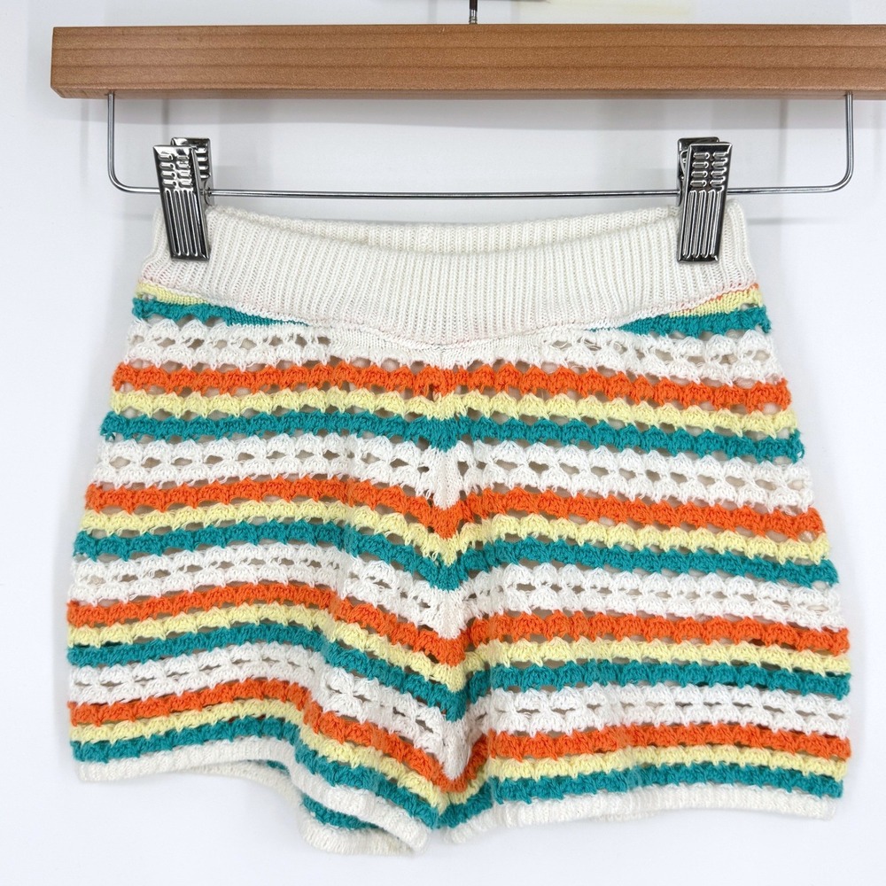 ZARA Girl's Striped Crochet Knitted Shorts Sz 6-7 Summer Boho